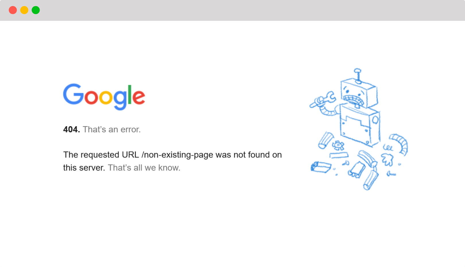 The Google 404 page