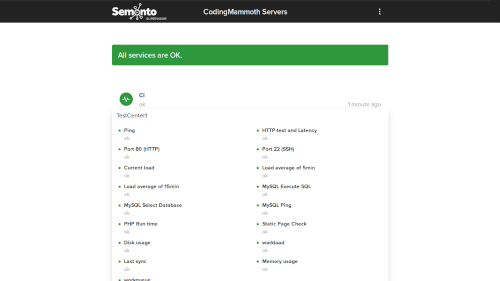 A screenshot of a status page made with Semonto Supervisor