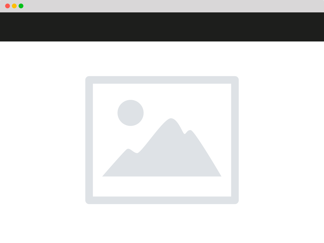 Mock up of a webpage with a broken image link.