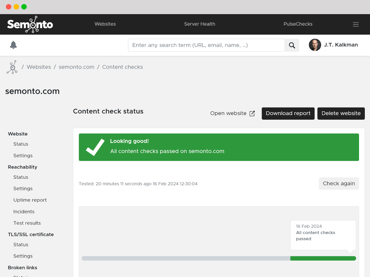 Content check results in Semonto