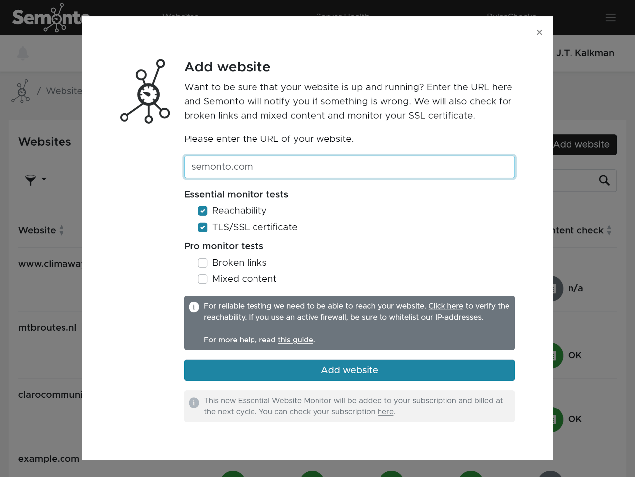 Creating a monitor in Semonto