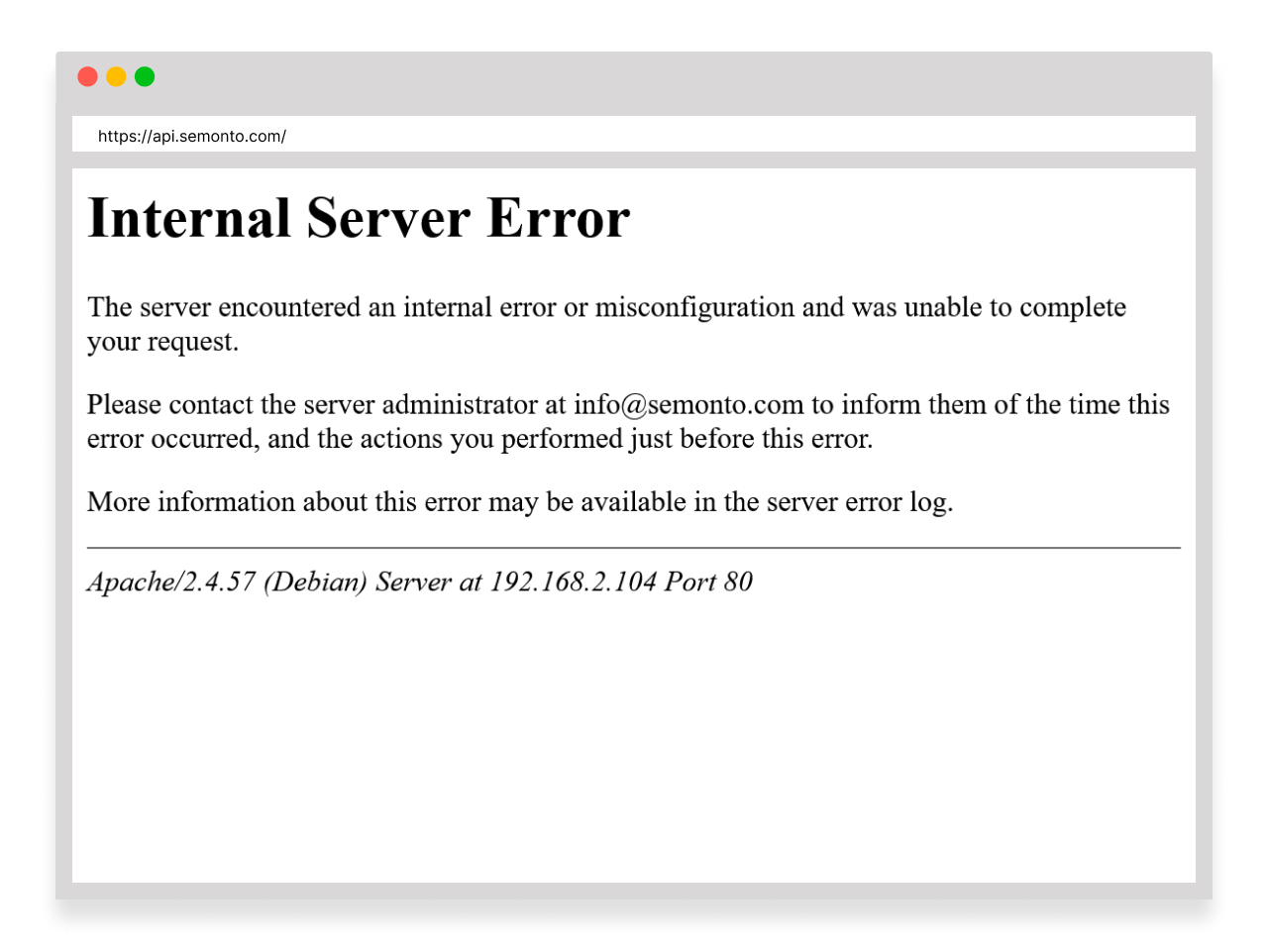 Illustration of a page showing a server error