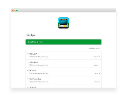 Screenshot of a status page