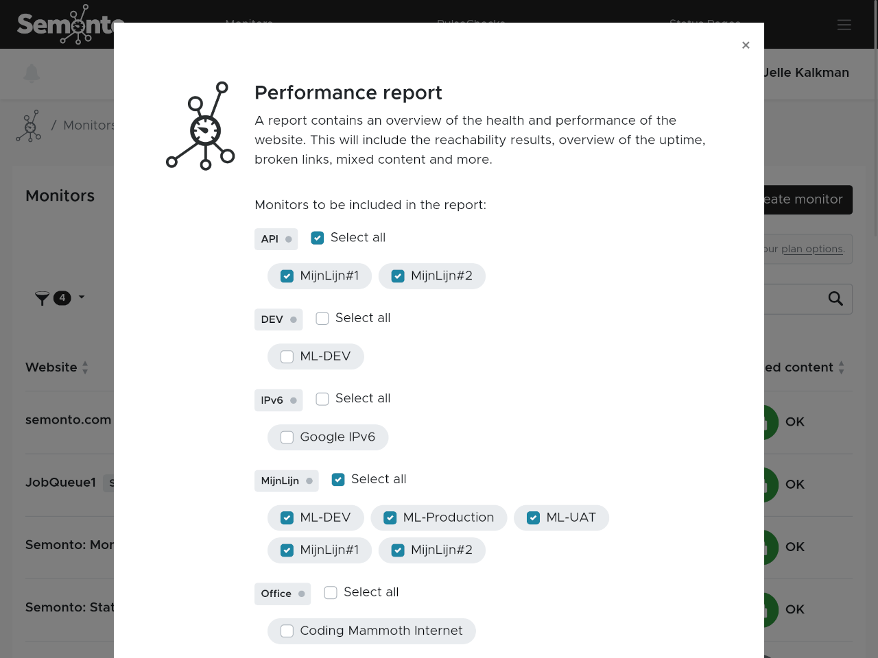 Using tags to select monitors