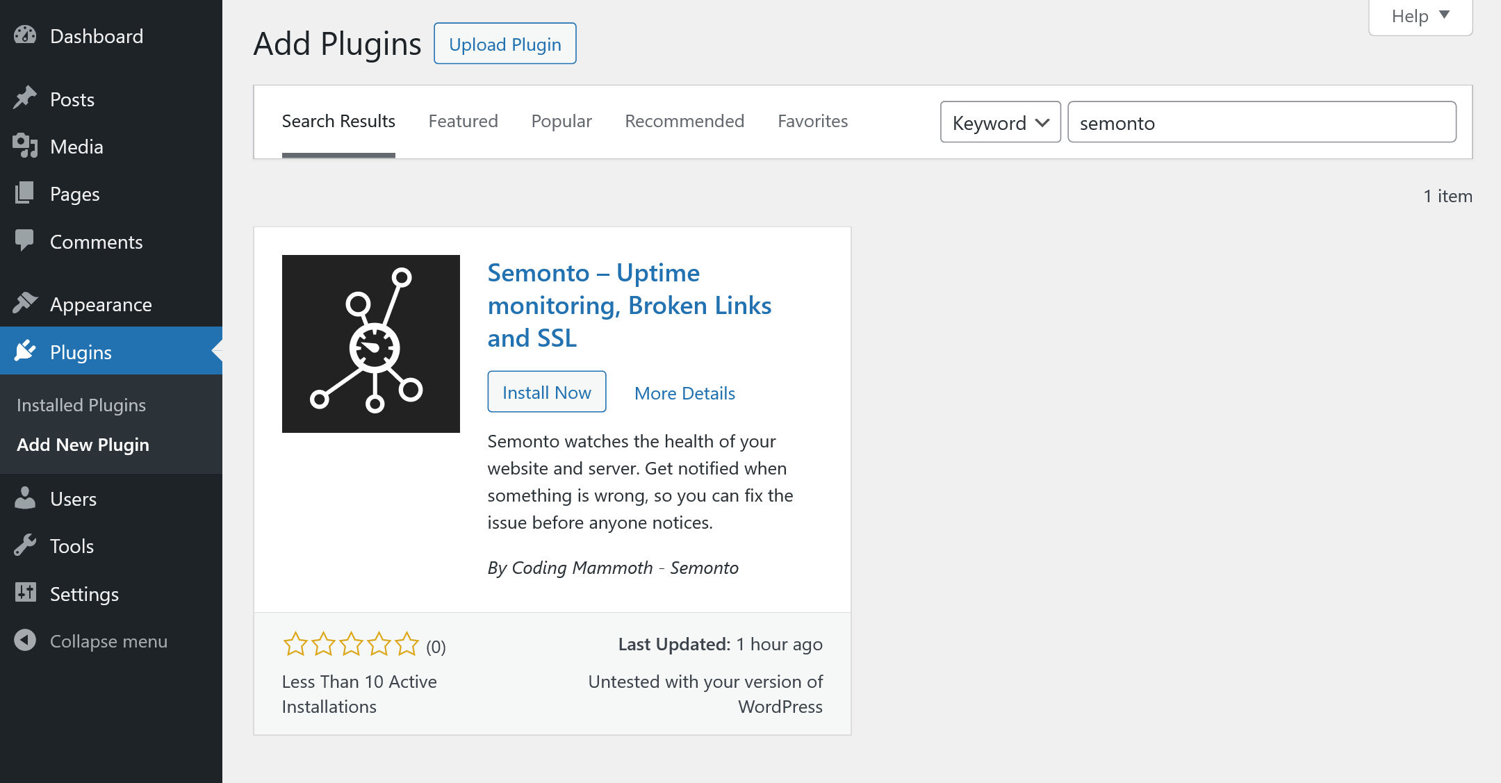 Installing the Semonto plugin in WordPress