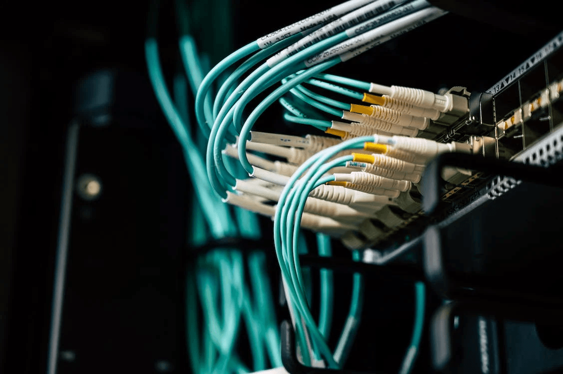 Close up of patch cables