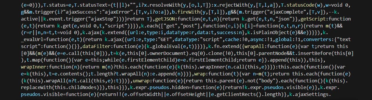 Screenshot of minified JavaScript
