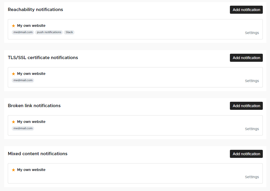 Screenshot of notification in Semonto