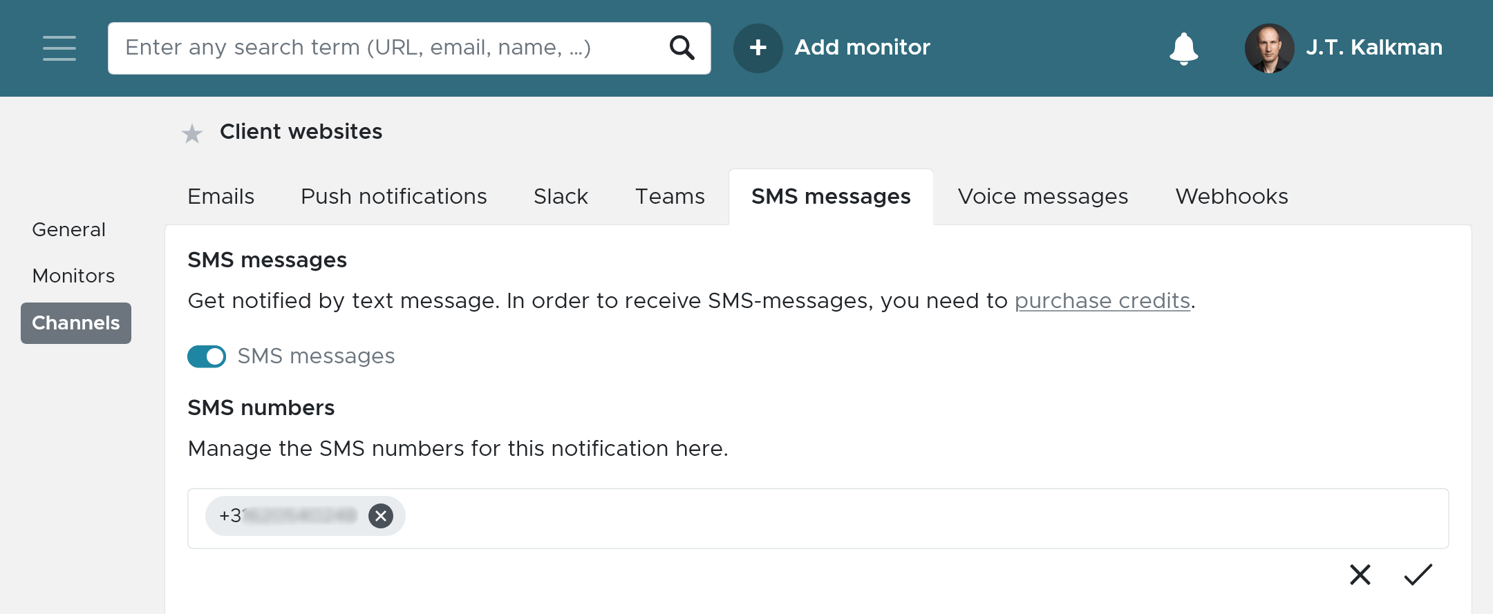 Configuring SMS messages in Semonto