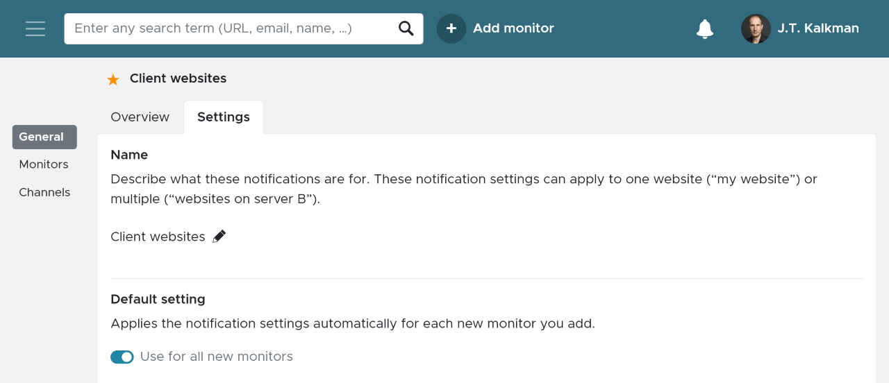 Setting a notification to default in Semonto