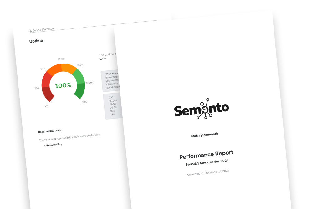 Mock up of a performance report