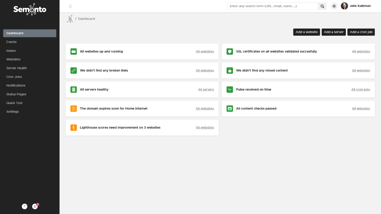 Semonto dashboard