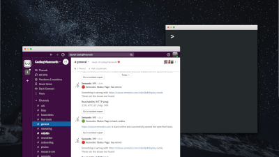 Mockup of a desktop with Slack