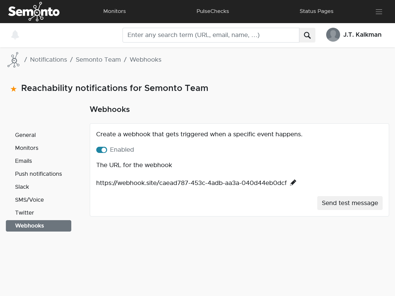 Screenshot of contact groups in Semonto