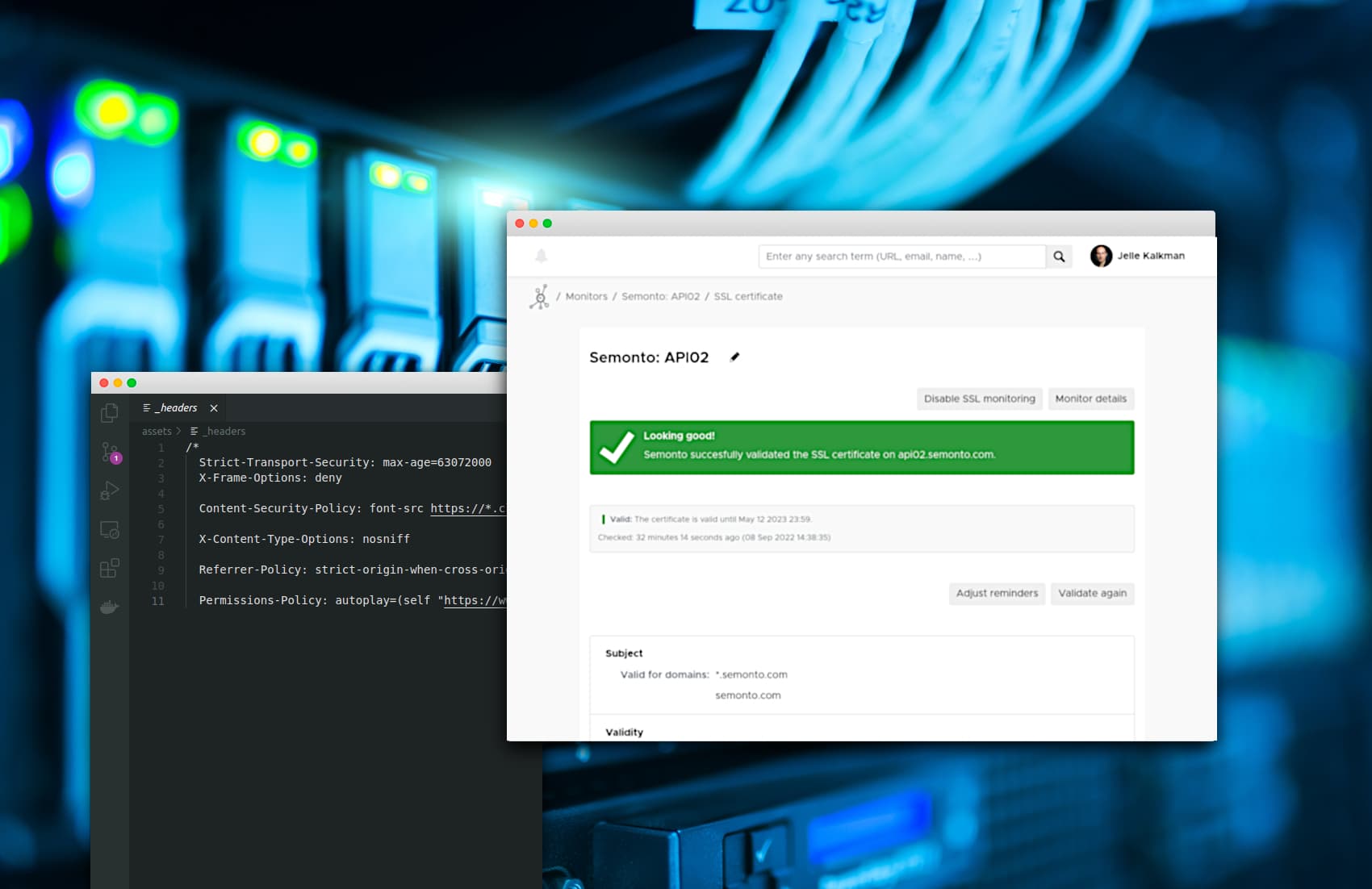 Screenshot of semonto on desktop background
