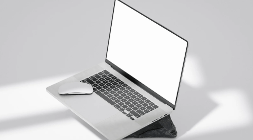 laptop showing a blank screen.